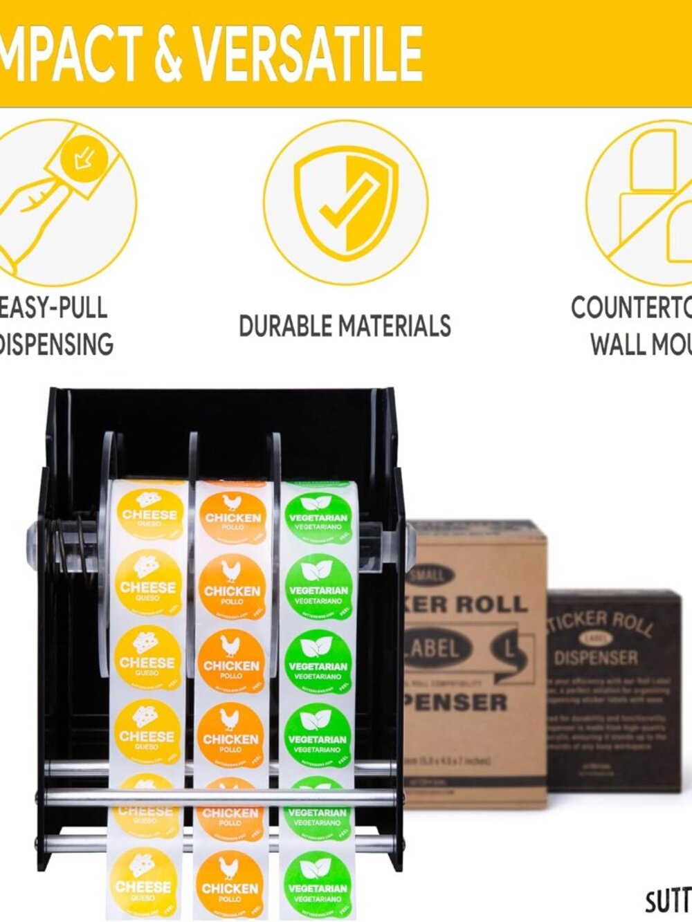 Roll Label Dispenser for Sticker Labels | Thick Durable Acrylic Sticker Roll Hol - Picture 4 of 6
